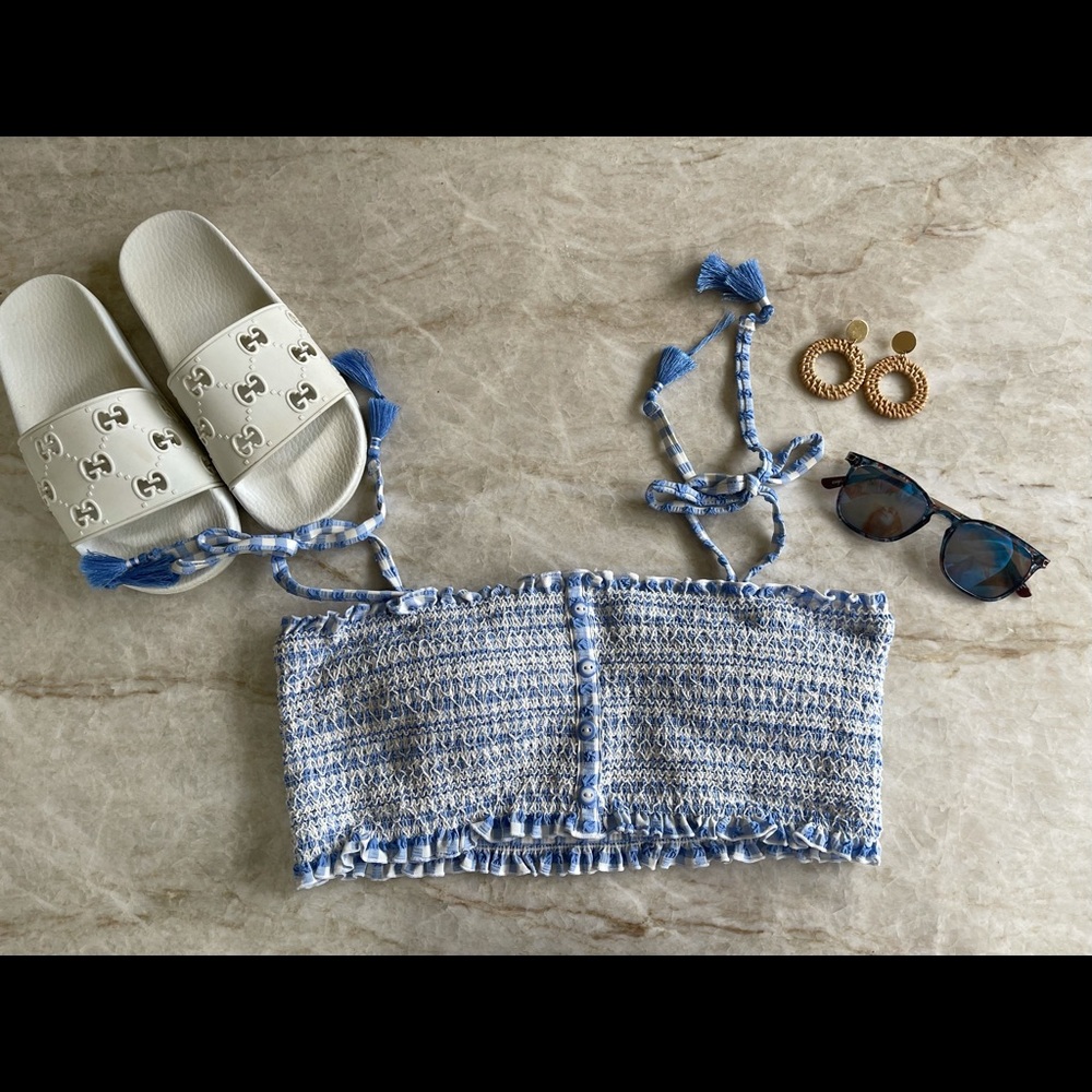 Red Carter Gingham Bathing Suit Top